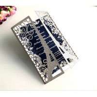 European Wedding Invitation Laser  Cut Paper Tower Shape